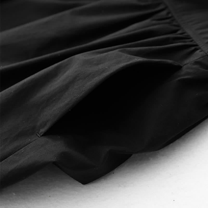 Buddha Stones Summer Buttons Pleated Knee Length Women's Sleeveless Dress With Pockets - image 19