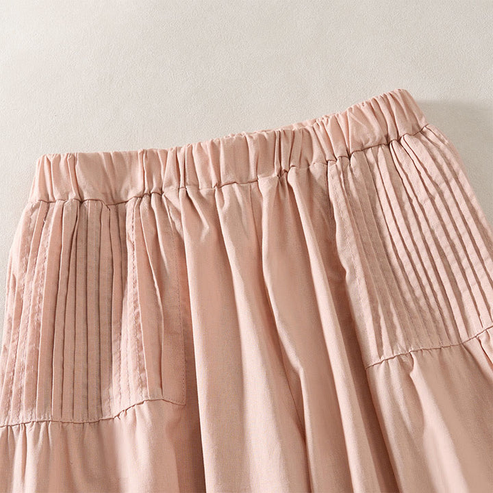 Buddha Stones Summer Pleated Design Elastic Waistband Cropped Women's Wide Leg Pants With Pockets - image 2