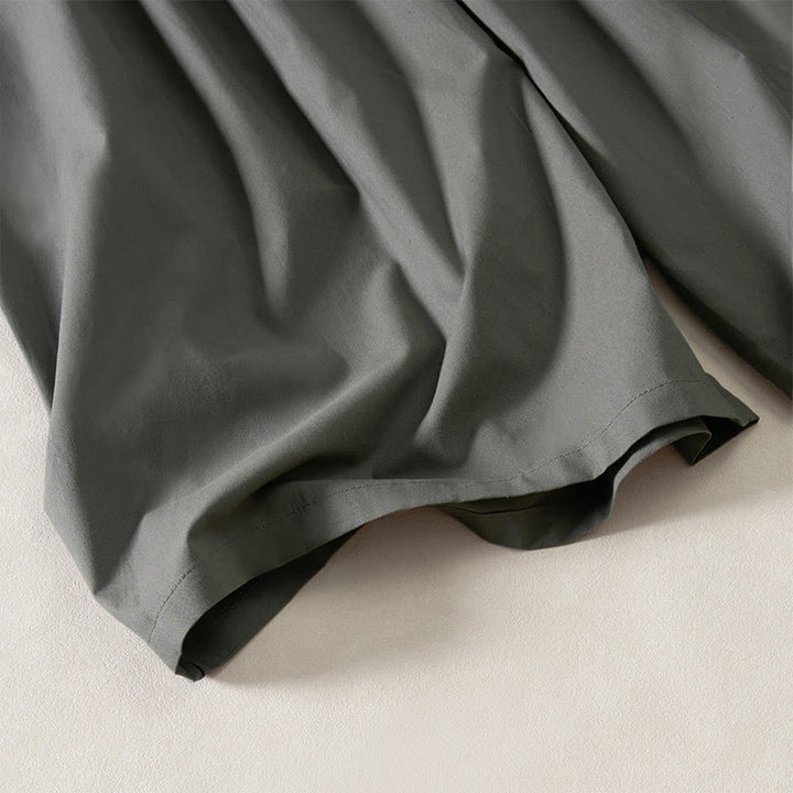 Buddha Stones Summer Pleated Design Elastic Waistband Cropped Women's Wide Leg Pants With Pockets - image 13