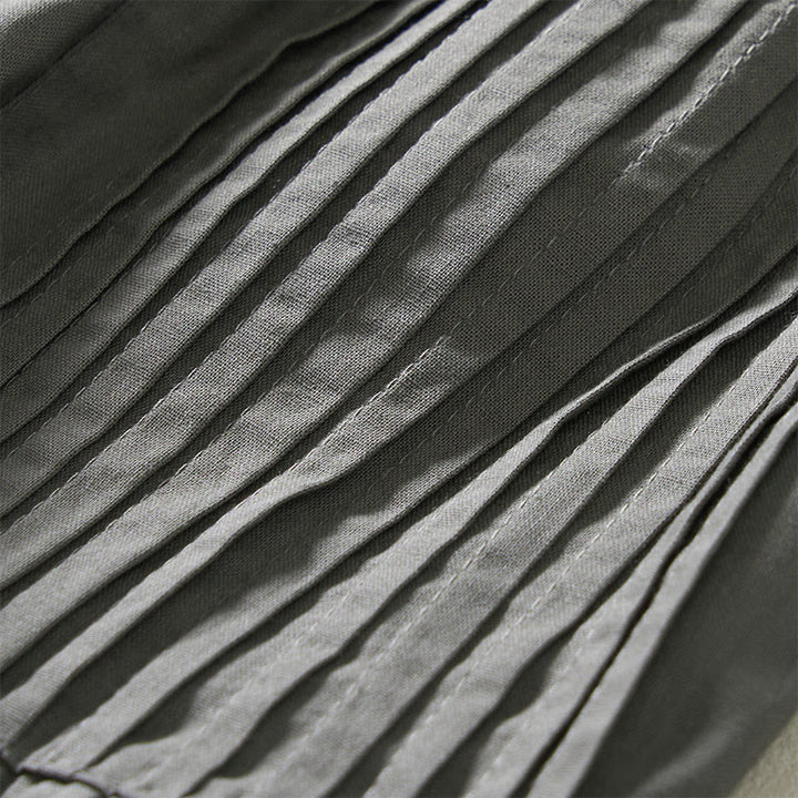 Buddha Stones Summer Pleated Design Elastic Waistband Cropped Women's Wide Leg Pants With Pockets - image 11