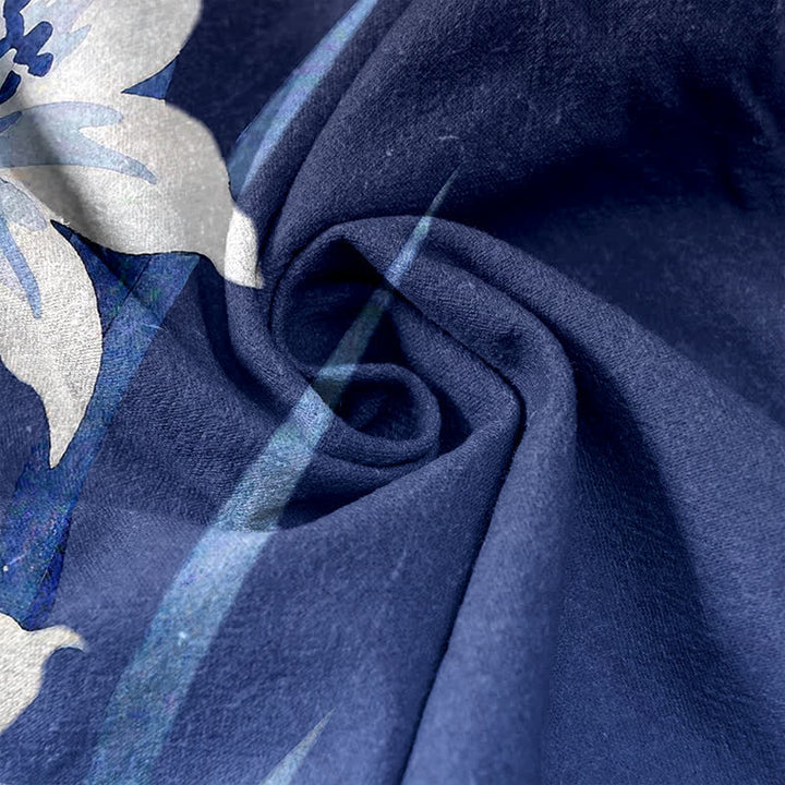 Buddha Stones Pure Cotton Lily Print Elastic Waist Drawstring Women's Pants With Pockets - image 2