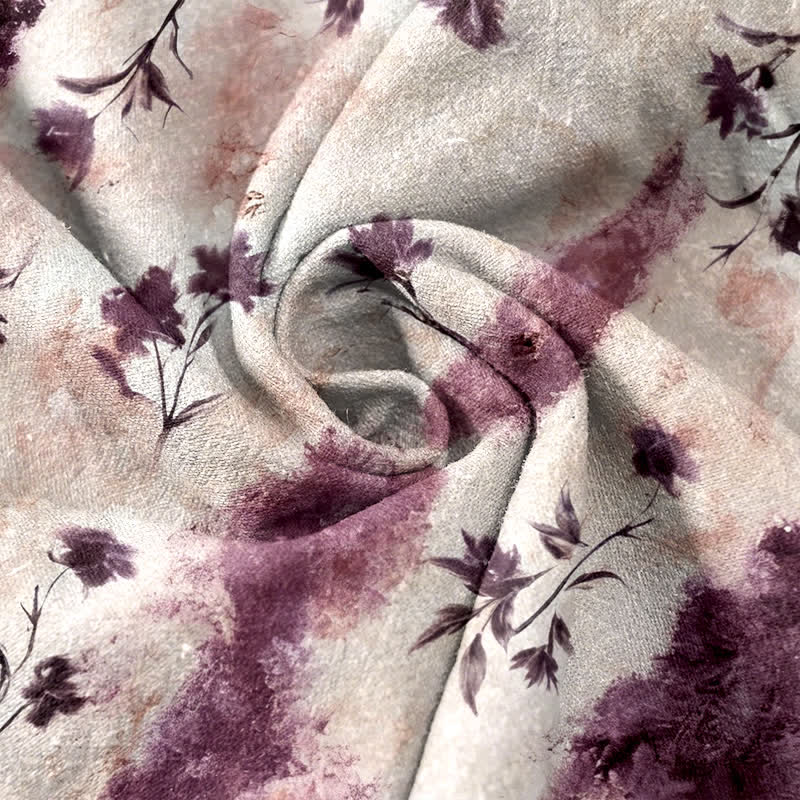 Buddha Stones Ink Wash Painting Floral Elastic Drawstring Women's Pure Cotton Pants With Pockets - image 8