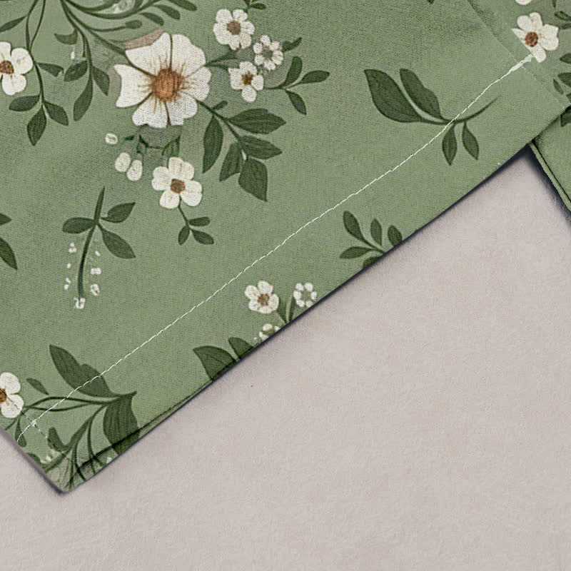 Buddha Stones Pure Cotton Ditsy Floral Elastic Waist Women's Pants With Pockets - image 1