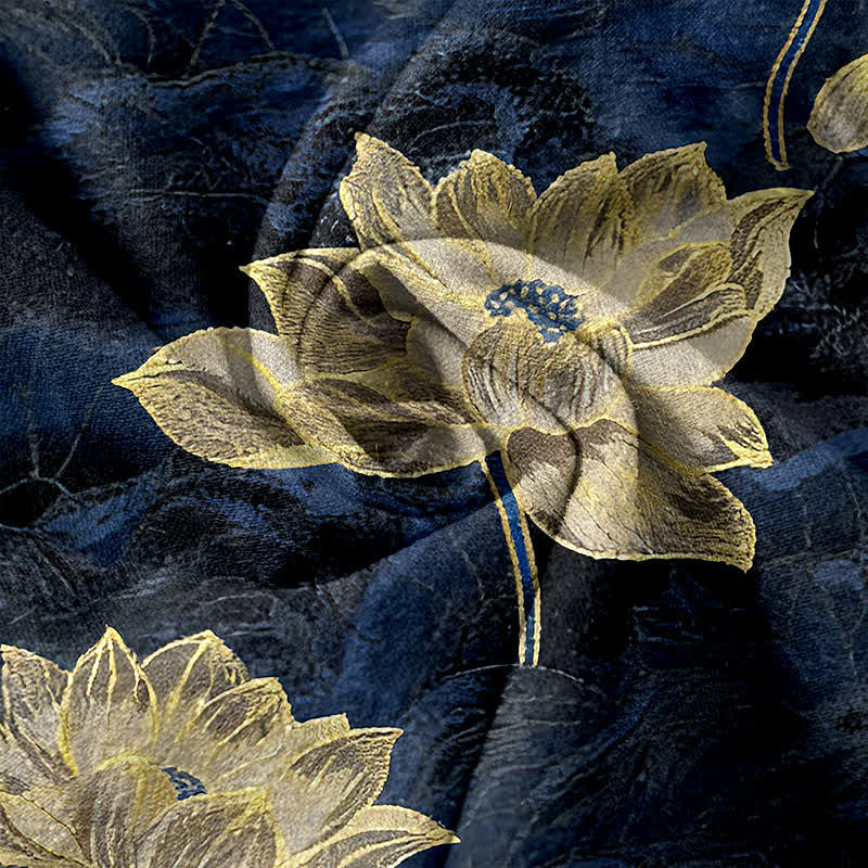 Buddha Stones Lotus Pattern Pure Cotton Elastic Waist Women's Pants With Pockets - image 3