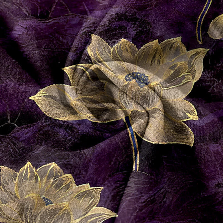 Buddha Stones Lotus Pattern Pure Cotton Elastic Waist Women's Pants With Pockets - image 7