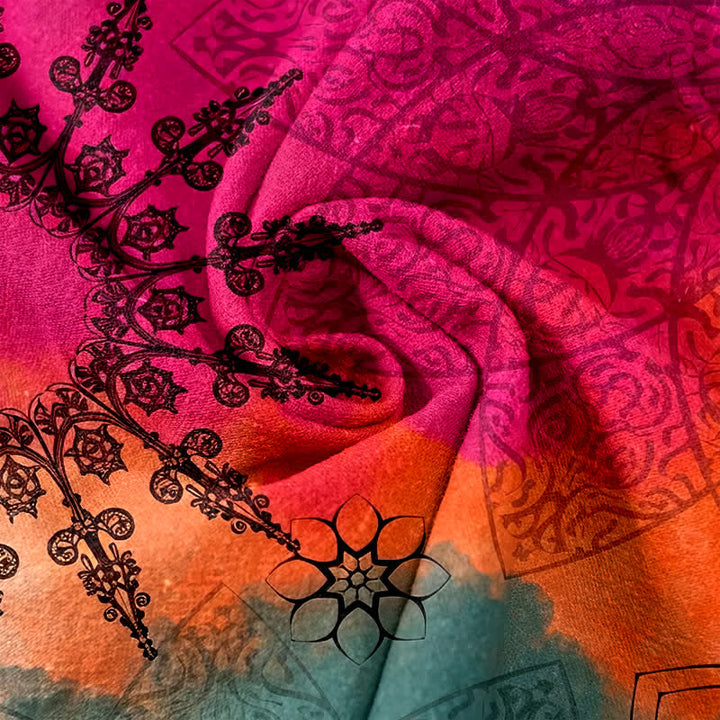 Buddha Stones Cotton Print Gradient Mandala Elastic Waist Women's Pants With Pockets - image 5
