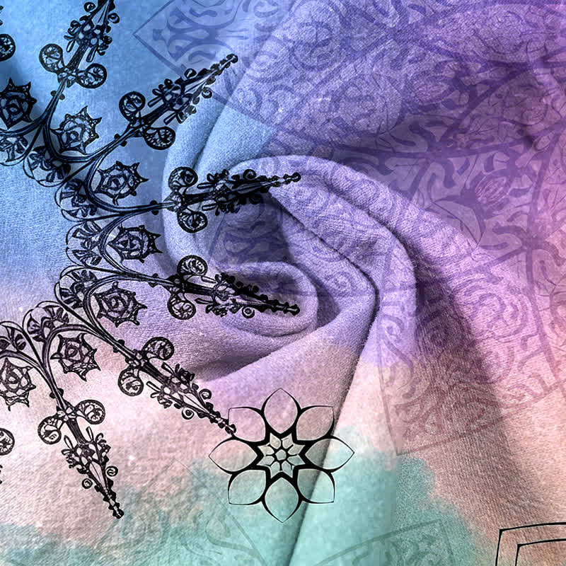 Buddha Stones Cotton Print Gradient Mandala Elastic Waist Women's Pants With Pockets - image 8
