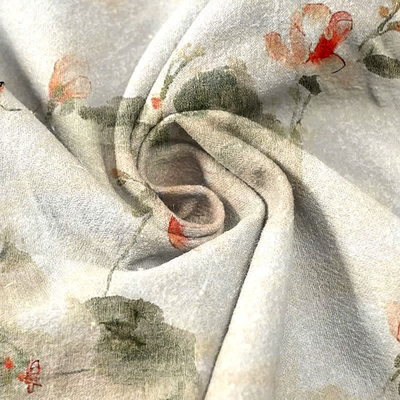 Buddha Stones Pure Cotton Butterfly Flowers Pattern Print Women's Pants With Pockets - image 2