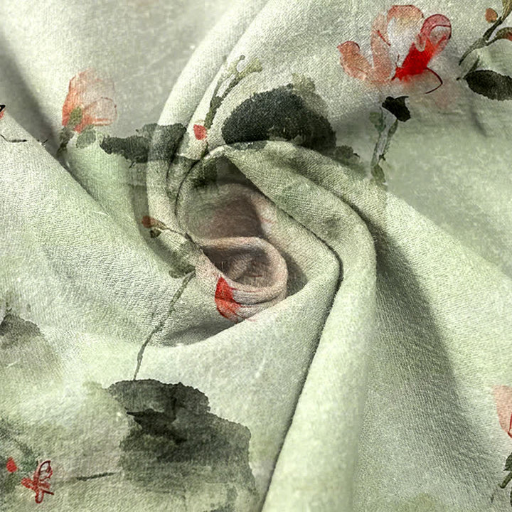 Buddha Stones Pure Cotton Butterfly Flowers Pattern Print Women's Pants With Pockets - image 5