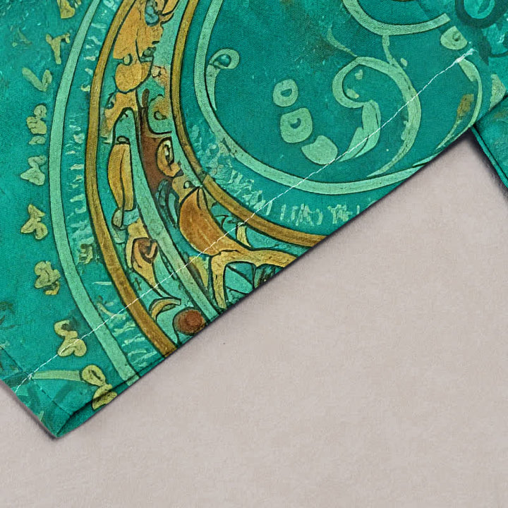 Buddha Stones Cotton Paisley Mandala Pattern Elastic Waist Women's Pants With Pockets - image 1