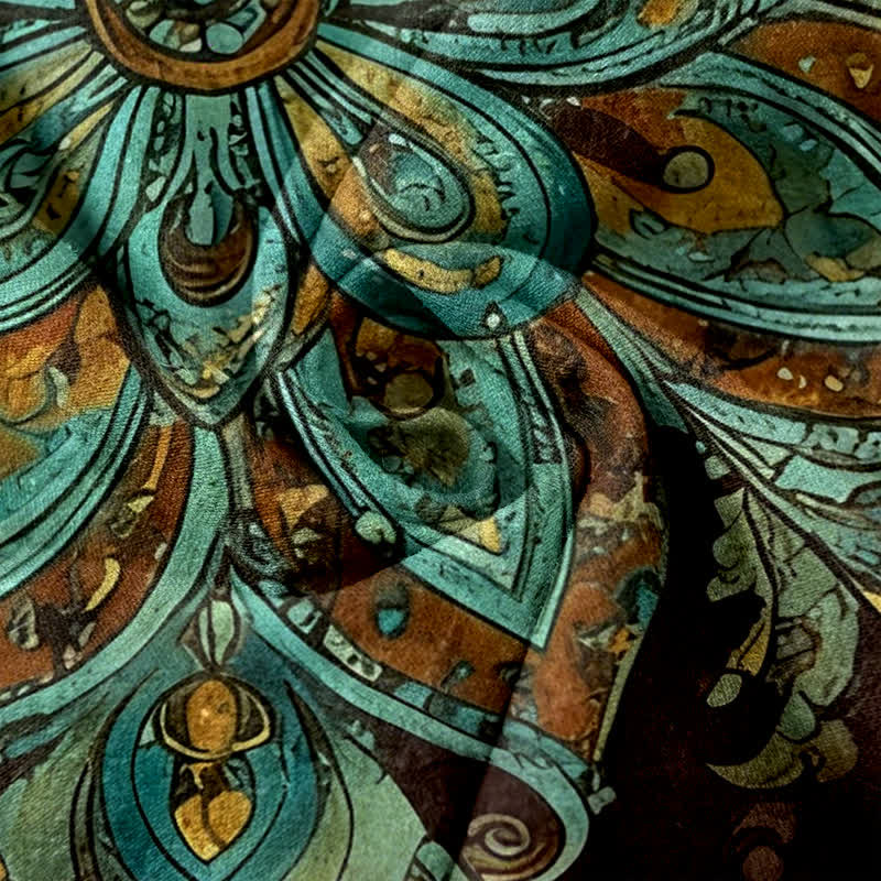 Buddha Stones Cotton Paisley Mandala Pattern Elastic Waist Women's Pants With Pockets - image 5