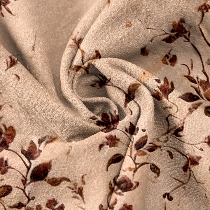 Buddha Stones Pure Cotton Retro Branch Flowers Pattern Elastic Waist Women's Pants With Pockets - image 8