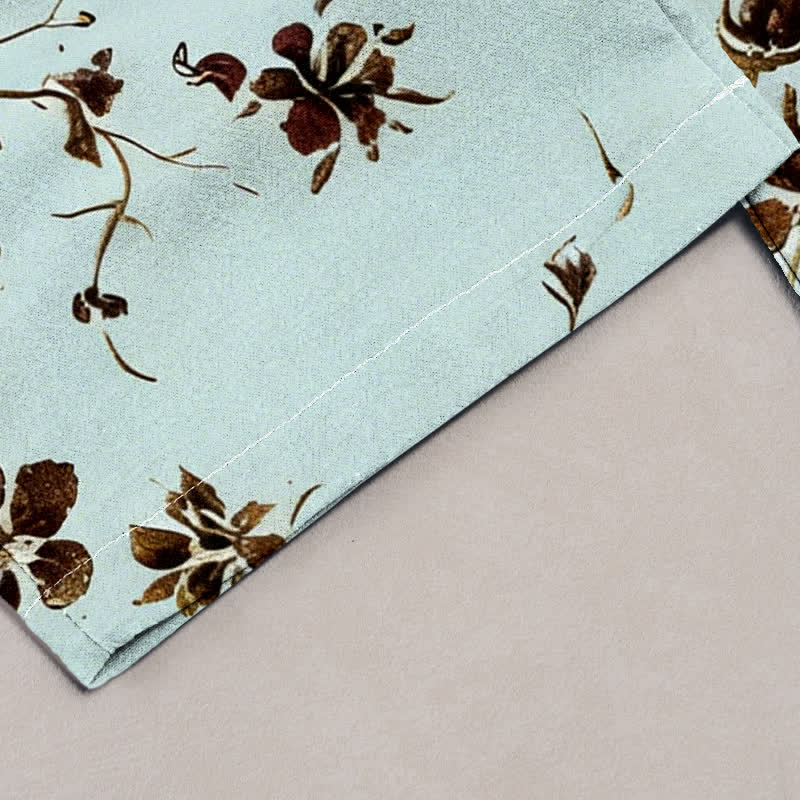 Buddha Stones Pure Cotton Retro Branch Flowers Pattern Elastic Waist Women's Pants With Pockets - image 4