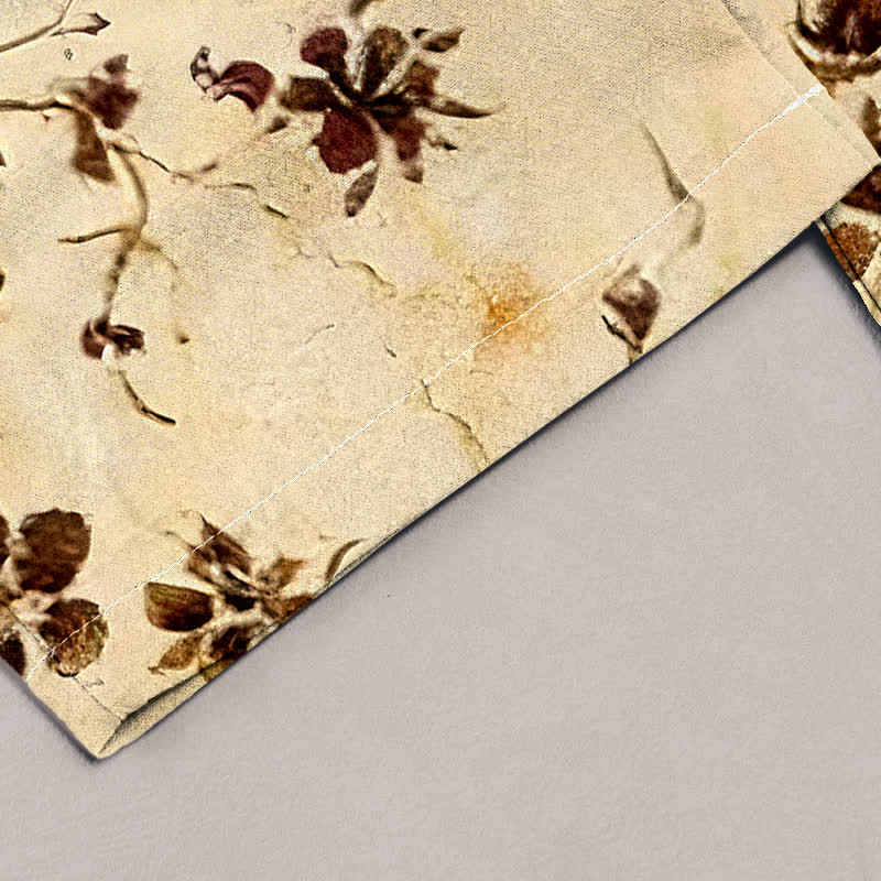 Buddha Stones Pure Cotton Retro Branch Flowers Pattern Elastic Waist Women's Pants With Pockets - image 1