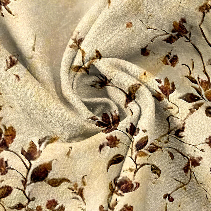 Buddha Stones Pure Cotton Retro Branch Flowers Pattern Elastic Waist Women's Pants With Pockets - image 2