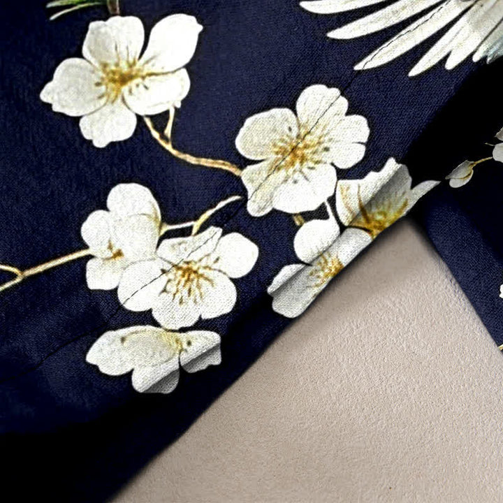 Buddha Stones Pure Cotton Crane Plum Blossom Elastic Waist Women's Pants With Pockets - image 2