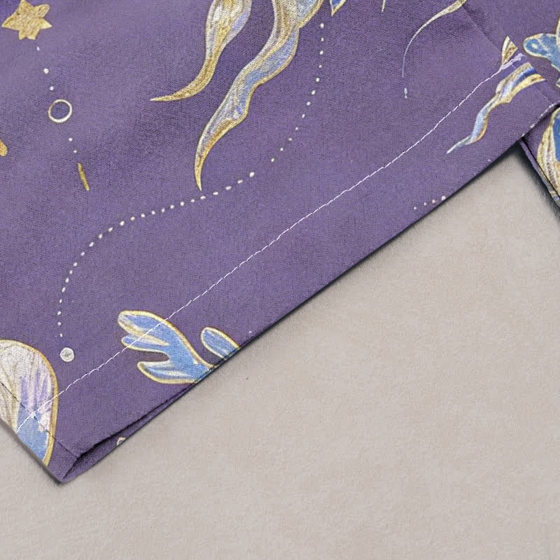 Buddha Stones Jellyfish Pattern Women's Pure Cotton Elastic Waist Pants With Pockets - image 4