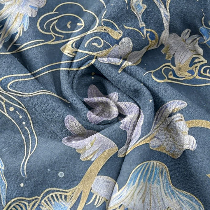 Buddha Stones Jellyfish Pattern Women's Pure Cotton Elastic Waist Pants With Pockets - image 8