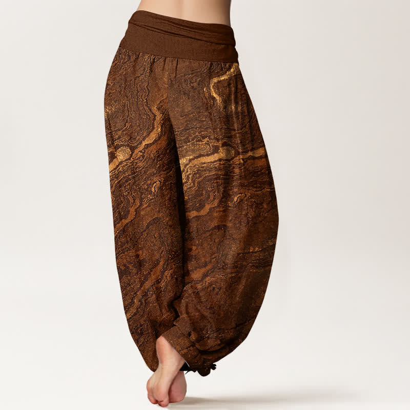 Buddha Stones Ripple High Elastic Waistband Women's Harem Pure Cotton Pants - image 6
