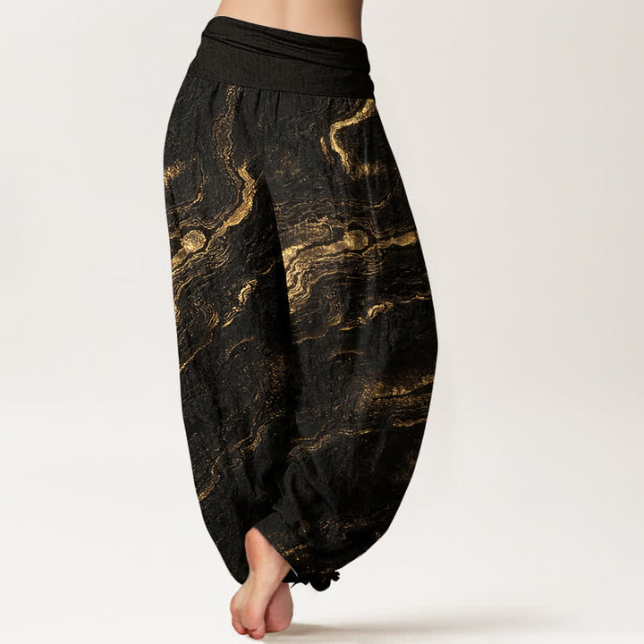Buddha Stones Ripple High Elastic Waistband Women's Harem Pure Cotton Pants - image 9