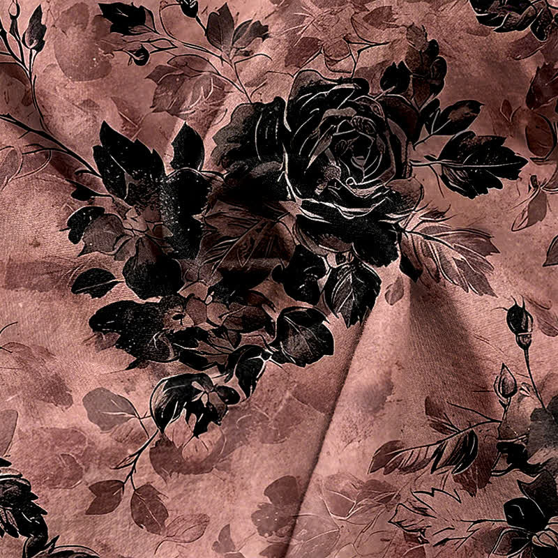 Buddha Stones Pure Cotton Rose Pattern Elastic Waist Drawstring Women's Pants With Pockets - image 11