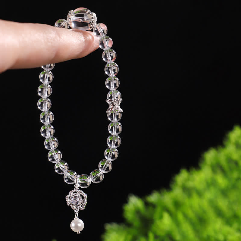 Buddha Stones Natural Clear Quartz Pearl Clarity Bracelet - image 2