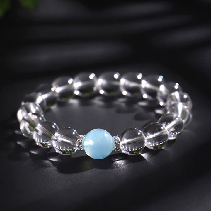 Buddha Stones Clear Quartz Aquamarine Healing Bracelet - image 12