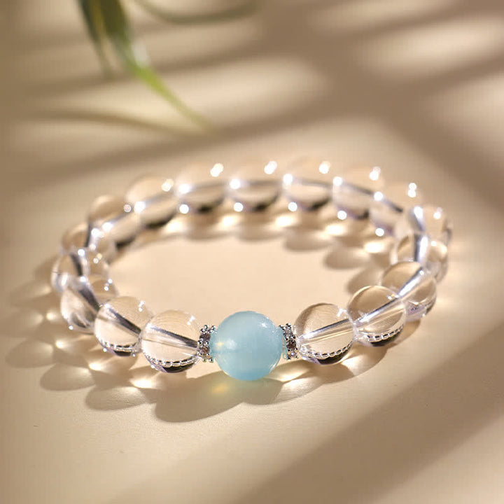 Buddha Stones Clear Quartz Aquamarine Healing Bracelet - image 7