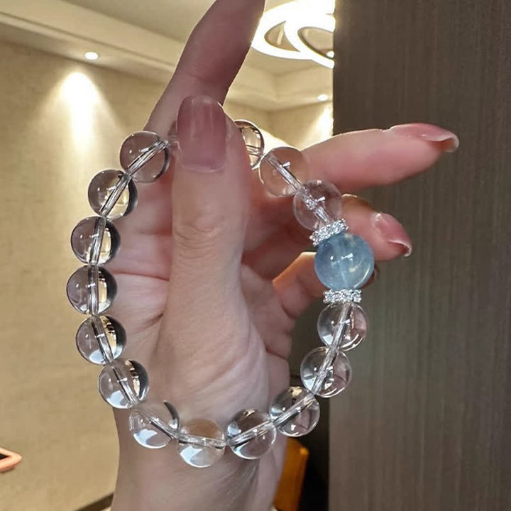 Buddha Stones Clear Quartz Aquamarine Healing Bracelet - image 9