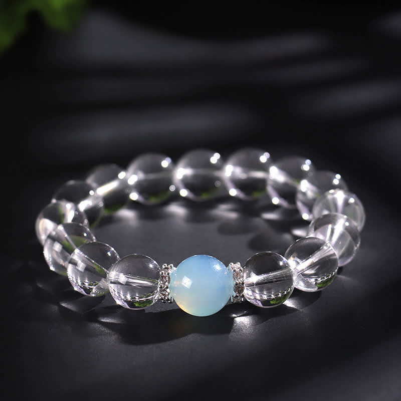 Buddha Stones Clear Quartz Aquamarine Healing Bracelet - 12mm Clear Quartz(Wrist Circumference:17–18 cm) - image 10