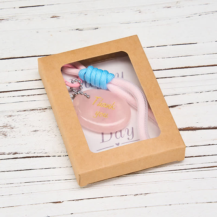 Buddha Stones Thank You Gifts Natural Rose Quartz Crystal Healing Key Chain Hanging Decoration - image 4