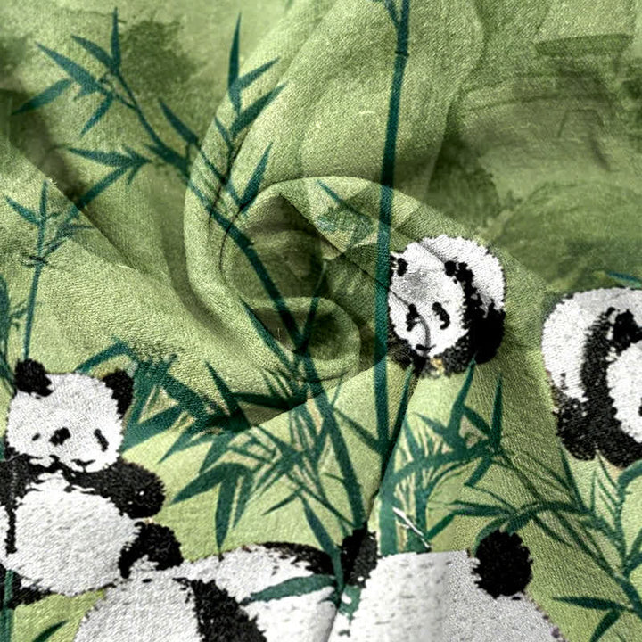 Buddha Stones Cotton Pandas Bamboo Print Elastic Waist Women's Pants With Pockets - image 2