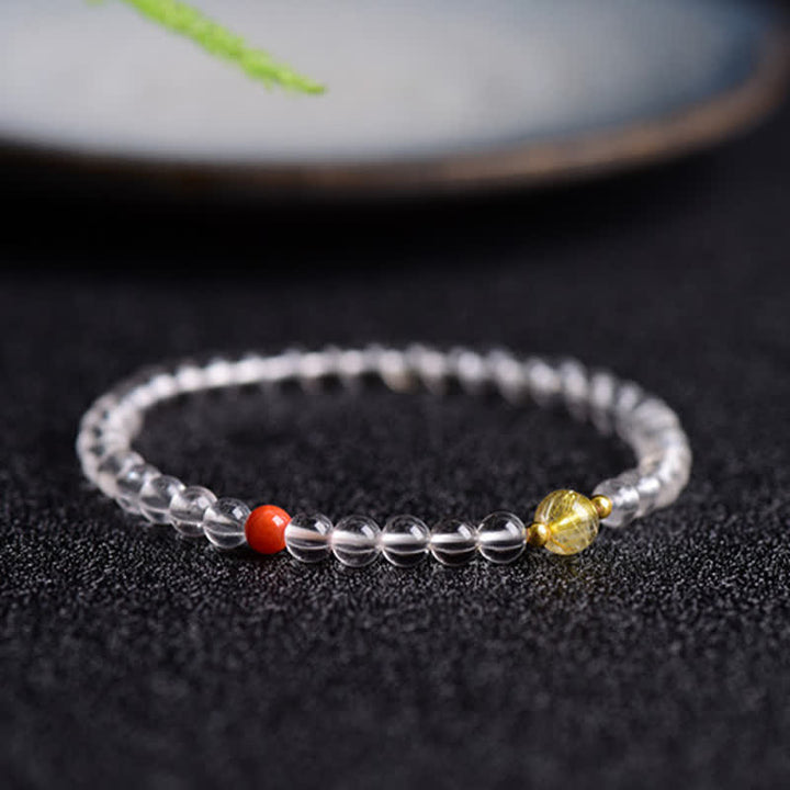 Buddha Stones Natural Clear Quartz Clarity Bracelet - Clear Quartz(Wrist Circumference:14–15 cm) - image 0