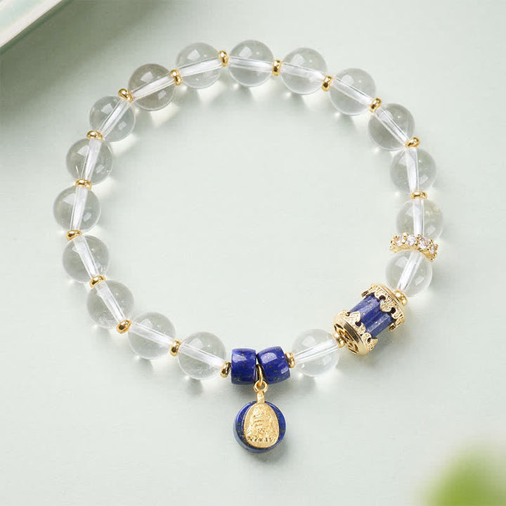 Buddha Stones Clear Quartz Zakiram Protection Bracelet - Clear Quartz(Wrist Circumference:15–16 cm) - image 0
