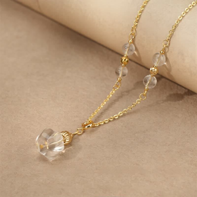 Buddha Stones Natural Clear Quartz Copper Coin Healing Necklace - Round Clear Quartz - image 3