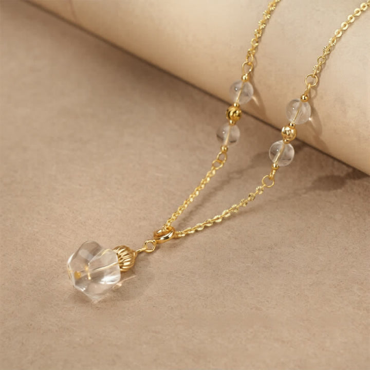 Buddha Stones Natural Clear Quartz Copper Coin Healing Necklace - Round Clear Quartz - image 3