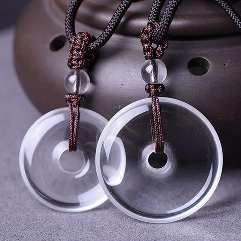 Buddha Stones Natural Clear Quartz Peace Buckle Protection Rope Necklace - image 11
