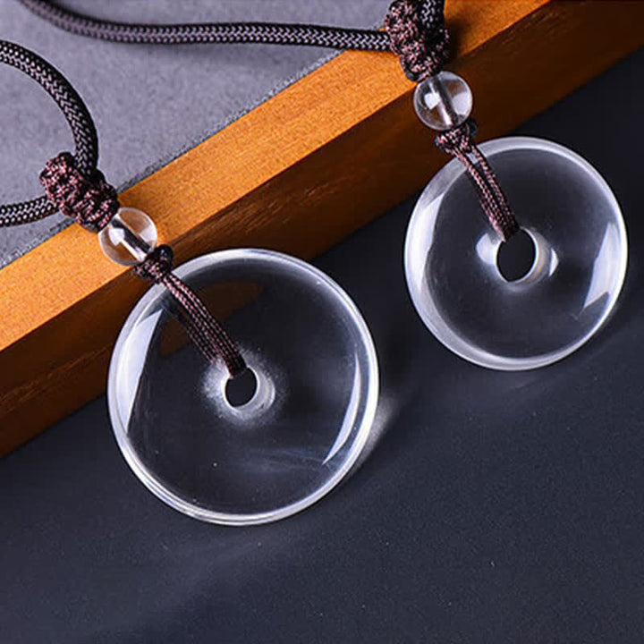 Buddha Stones Natural Clear Quartz Peace Buckle Protection Rope Necklace - image 12