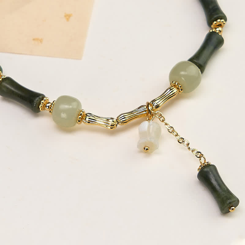Buddha Stones Hetian Jade Peridot Bamboo Lily Of The Valley Wealth Faithfulness Adjustable Bracelet - image 4