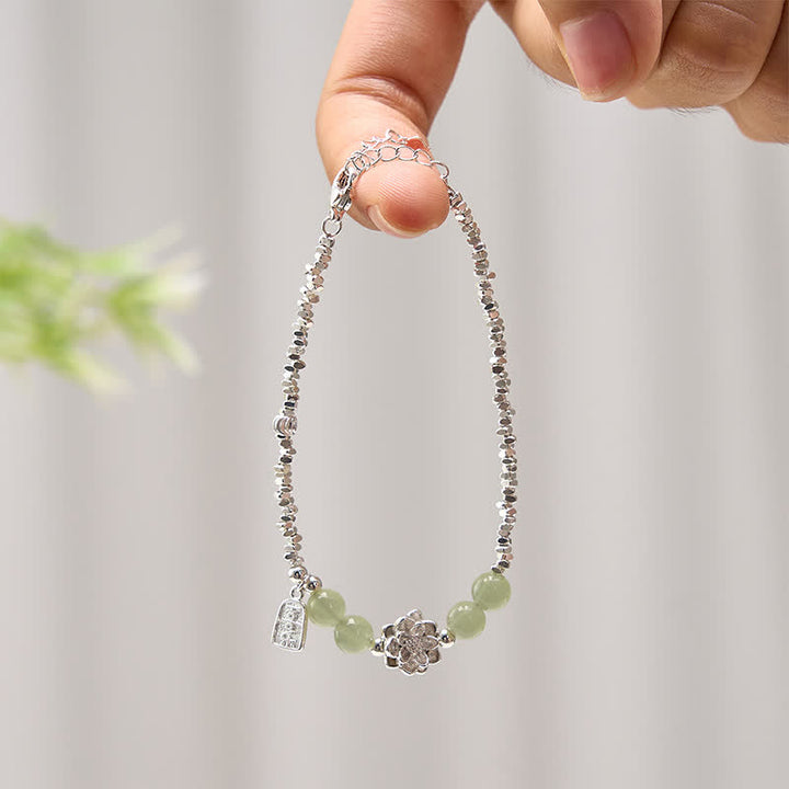 Buddha Stones Joy Happiness Charm Lotus Jade Bead Copper Abundance Bracelet - image 2