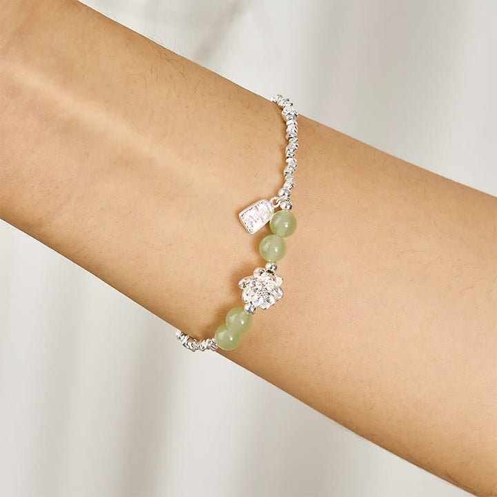 Buddha Stones Joy Happiness Charm Lotus Jade Bead Copper Abundance Bracelet - image 3
