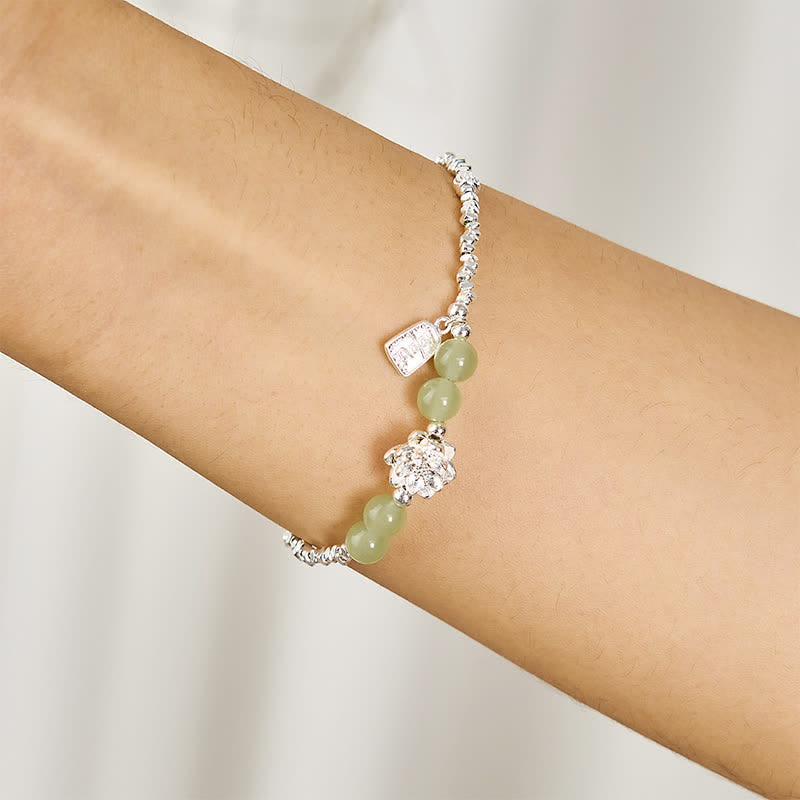 Buddha Stones Joy Happiness Charm Lotus Jade Bead Copper Abundance Bracelet - image 3