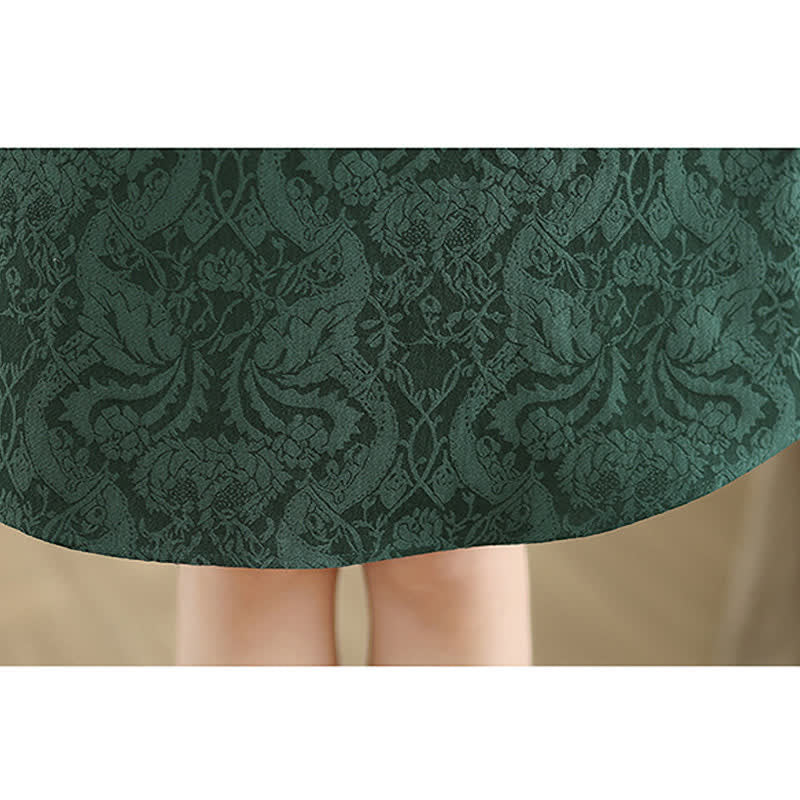 Buddha Stones Mandarin Collar Frog-button Jacquard Pattern Sleeveless Cotton Mini Dress With Pockets - image 11