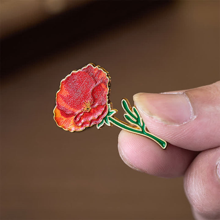 Buddha Stones Small Forget-Me-Not Corn Poppy Lily of the Valley Hydrangea Lupine Copper Brooch - image 8