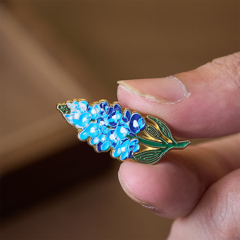 Buddha Stones Small Forget-Me-Not Corn Poppy Lily of the Valley Hydrangea Lupine Copper Brooch - image 19