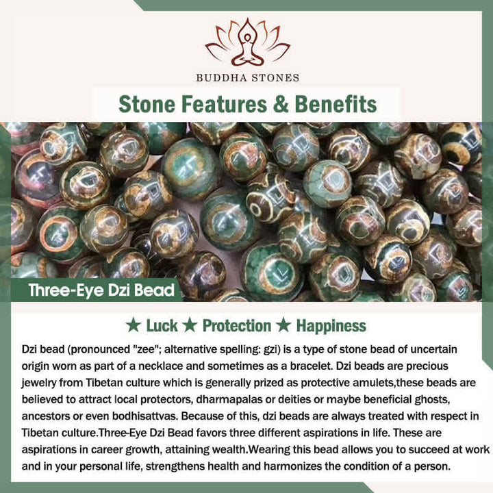 Buddha Stones Tibetan Three-Eye Dzi Bead Vajra Luck Necklace - image 6
