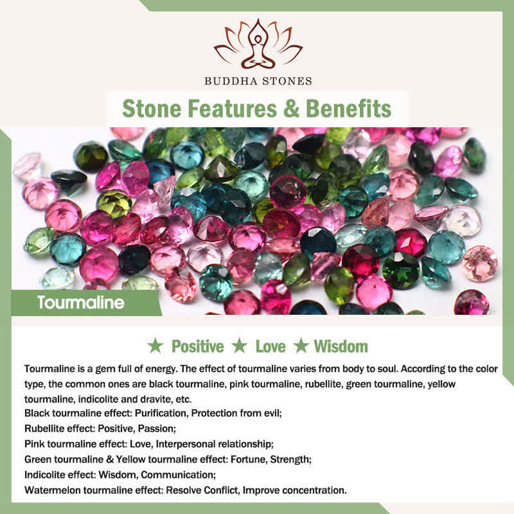 Buddha Stones Rainbow Tourmaline Lotus Wisdom Triple Wrap Beaded Charm Bracelet - image 5