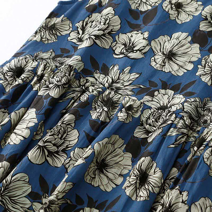 Buddha Stones Summer Large Floral Crew Neck Women's Sleeveless Below Knee Dress With Pockets - image 10