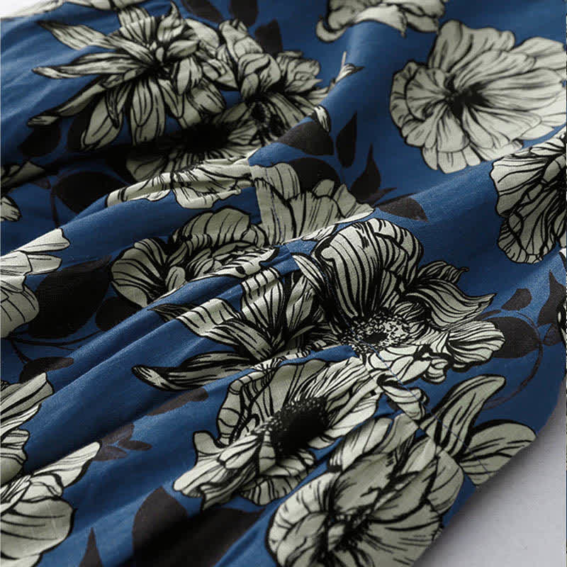 Buddha Stones Summer Large Floral Crew Neck Women's Sleeveless Below Knee Dress With Pockets - image 9