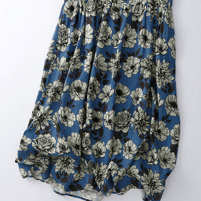 Buddha Stones Summer Large Floral Crew Neck Women's Sleeveless Below Knee Dress With Pockets - image 2